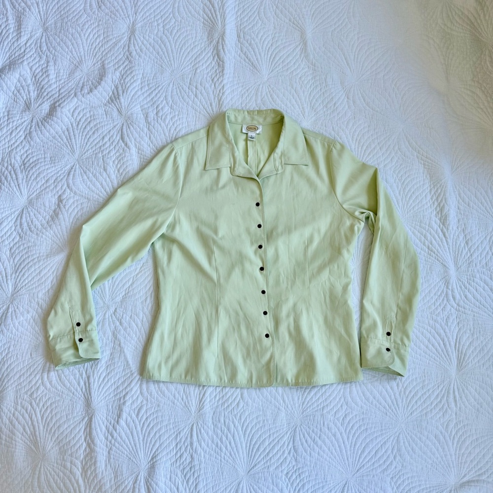 Talbots Light Green Button Down Jacket Shirt | La… - image 1
